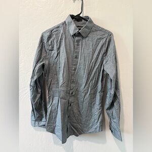 Express Gray Extra Slim Long Sleeve Button Up